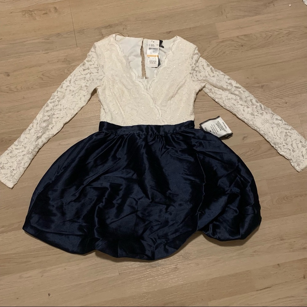 NWT White and blue homecoming dress